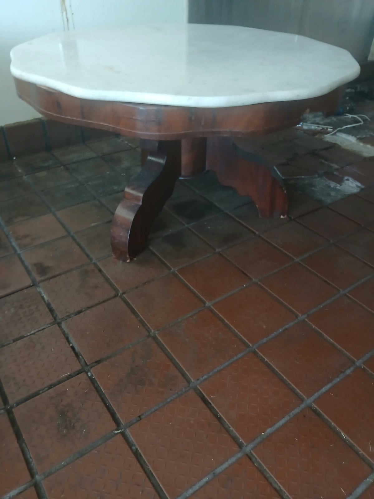 Antique Marble-Top Pedestal Table