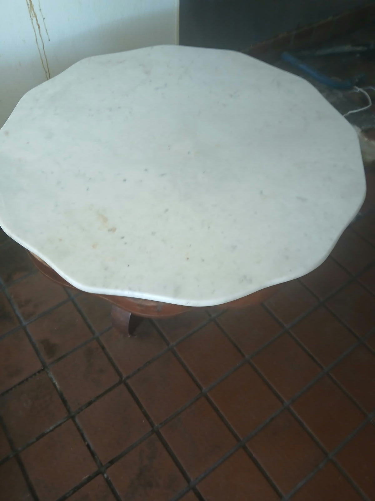 Antique Marble-Top Pedestal Table