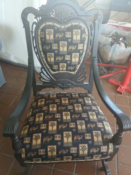 Antique Carved Wooden Armchair