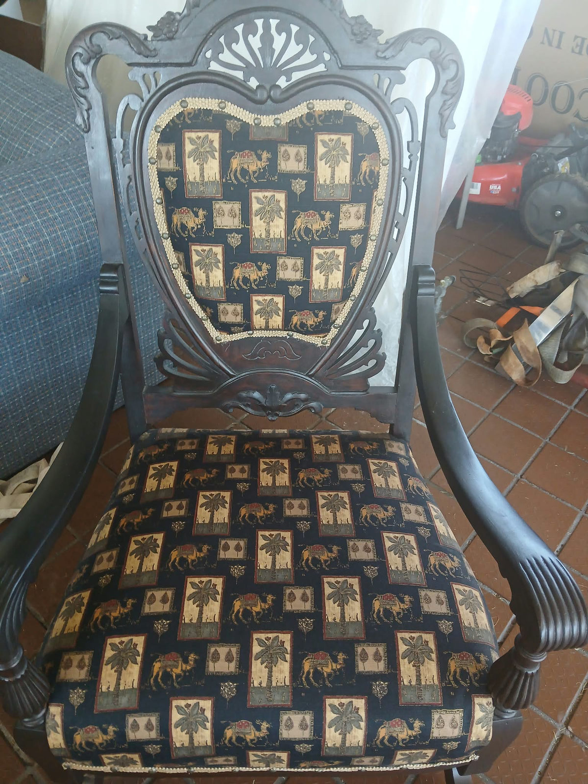 Antique Carved Wooden Armchair