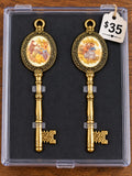 Vintage-Style Gold Filigree Skeleton Key Pendants (Pair)