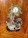 Bear Family Woodland Clock Figurine