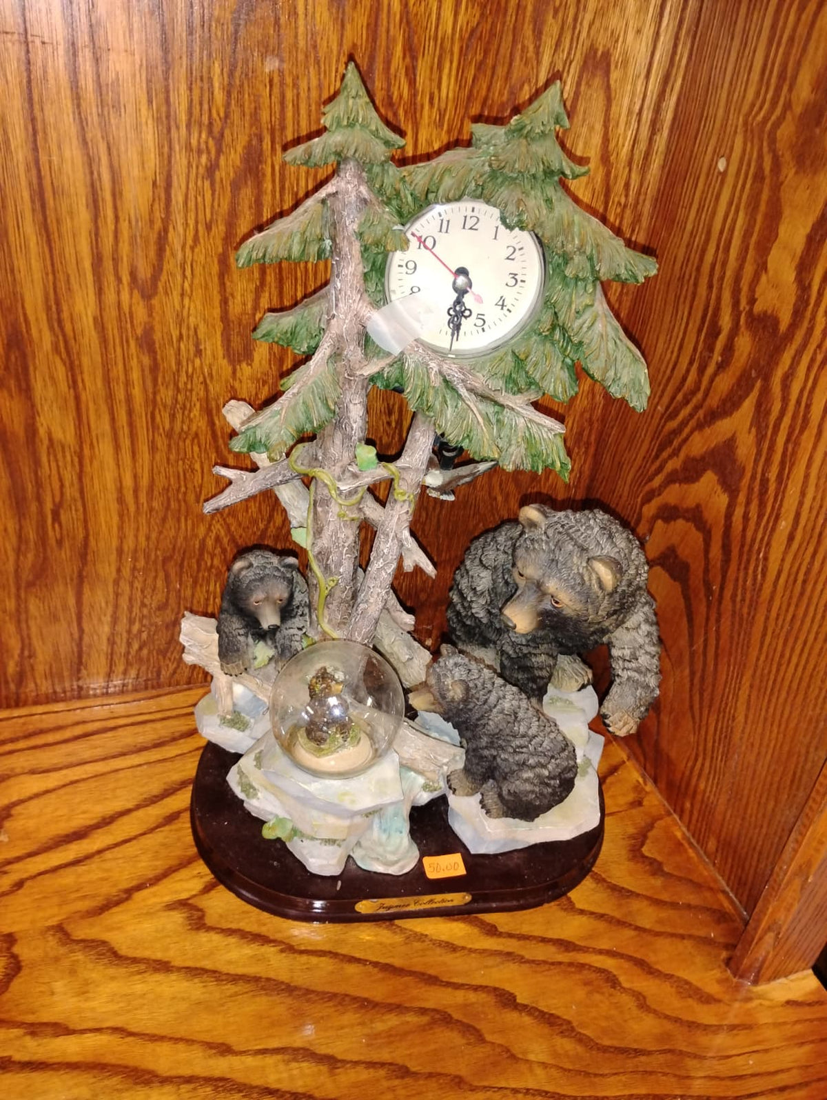 Bear Family Woodland Clock Figurine