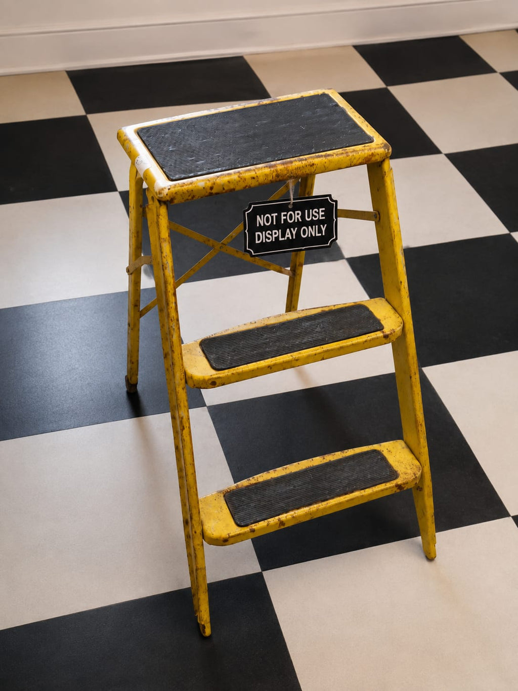 Vintage Yellow Metal Step Stool