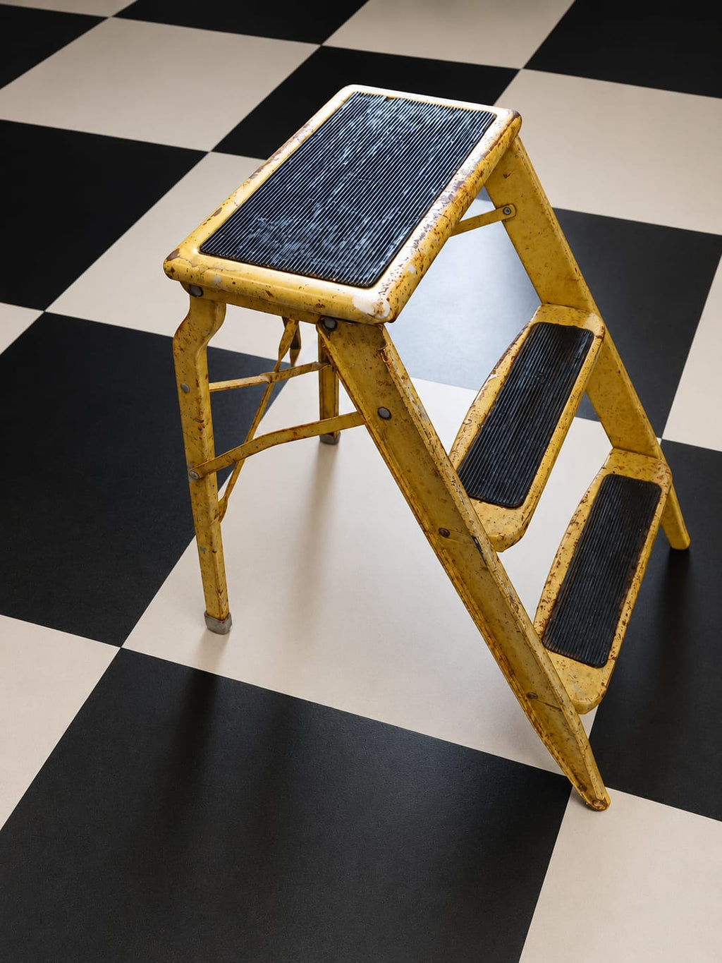 Vintage Yellow Metal Step Stool