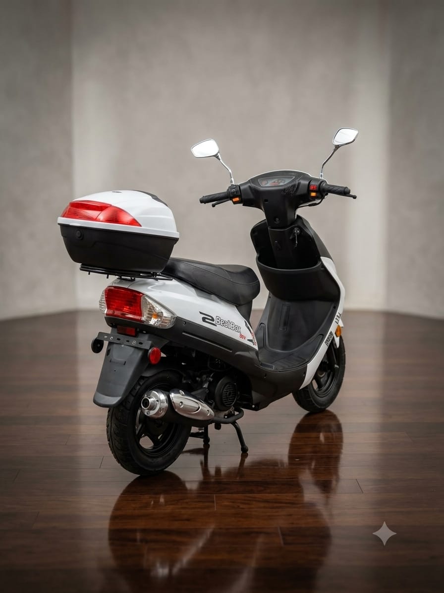 BeatBox 2 Moped Scooter (White/Black) — On Sale