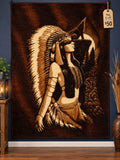 Native American Warrior Portrait Tapestry Rug — 5' x 8'