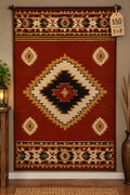 Southwestern Aztec Diamond Tapestry Rug (Red/Black) — 5' x 8'