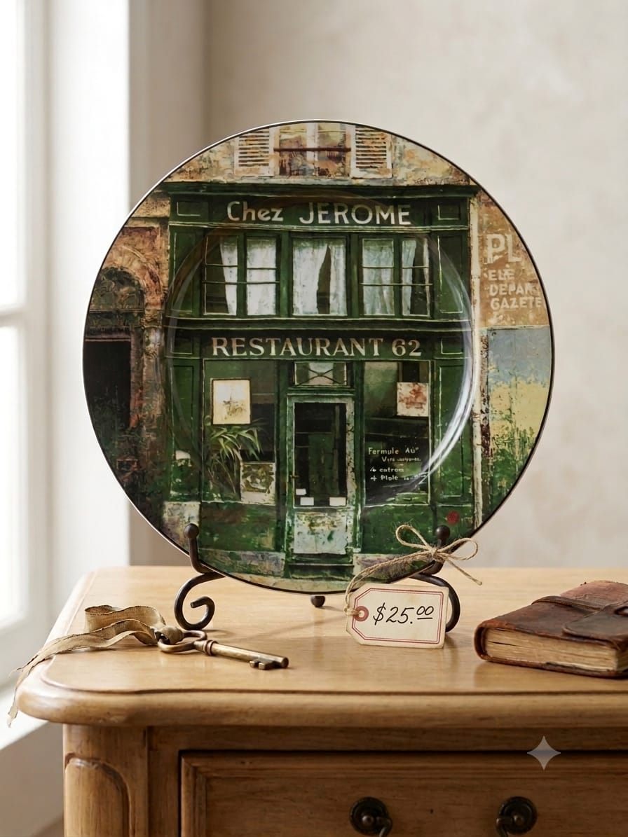 "Chez Jerome Restaurant 62" Decorative Storefront Plate