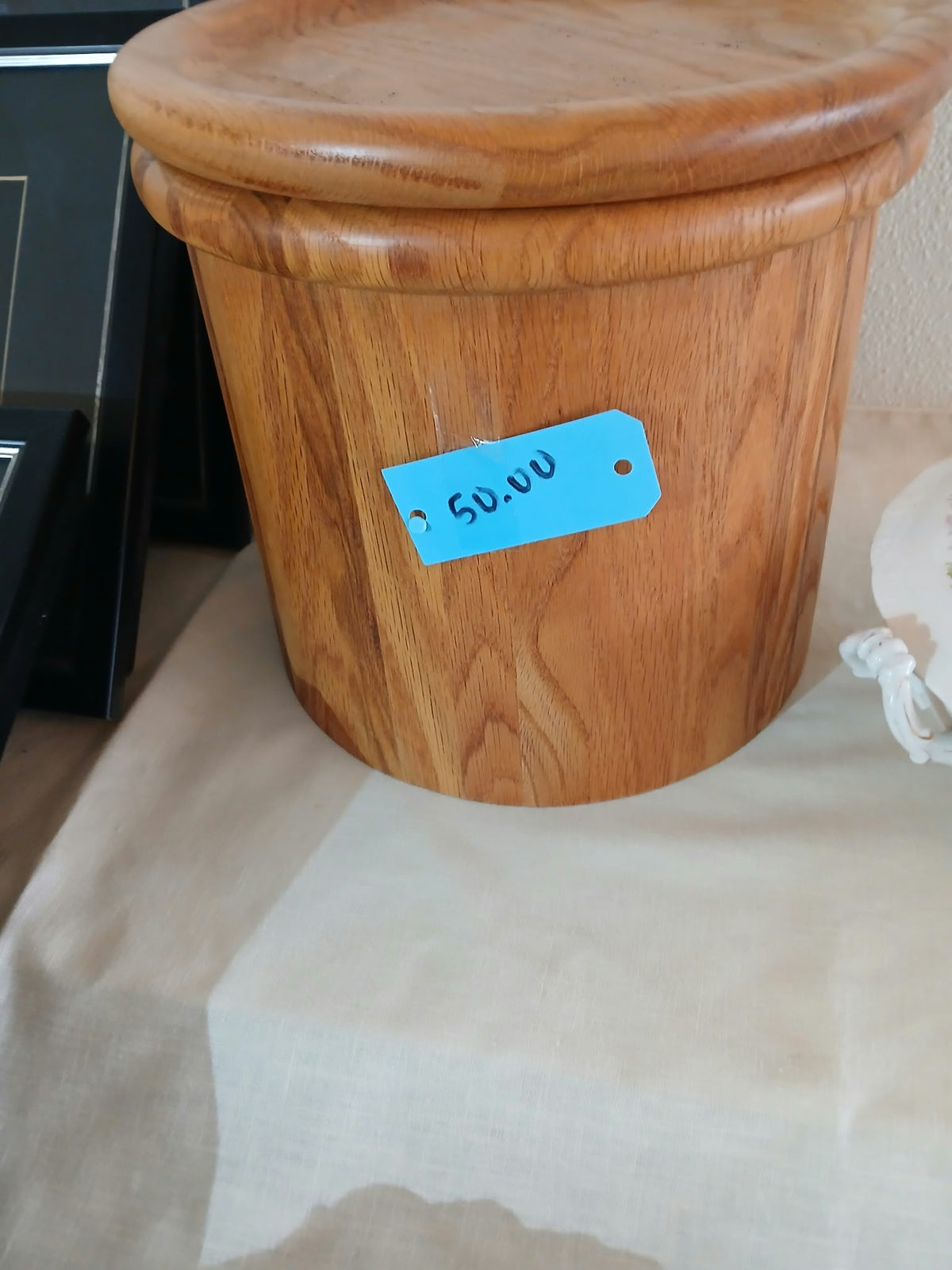 Round Wooden Lidded Storage Container